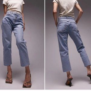Raw Hem Crop Straight Leg Jeans TOPSHOP